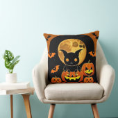Cartoon Bat und Pumpkins unter Vollmond Kissen (Stuhl )
