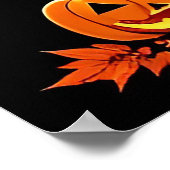 Cartoon Bat und Pumpkins unter Vollmond Poster (Ecke)