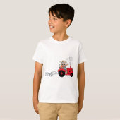 Cartoon Bauer mit rotem Traktor T-Shirt (Vorne ganz)