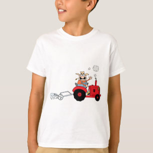 Cartoon Bauer mit rotem Traktor T-Shirt