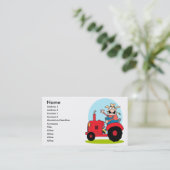 Cartoon Bauer mit rotem Traktor Visitenkarte (Stehend Vorderseite)