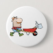 Cartoon-Bauer mit Wheelbarrow und Tools Button (Vorderseite)