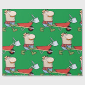 Cartoon-Bauer mit Wheelbarrow und Tools Geschenkpapier (Flach)