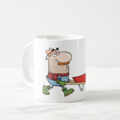 Cartoon-Bauer mit Wheelbarrow und Tools Kaffeetasse (Vorderseite Links)