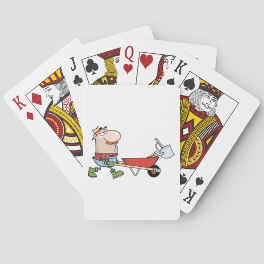 Cartoon-Bauer mit Wheelbarrow und Tools Spielkarten (Rückseite)