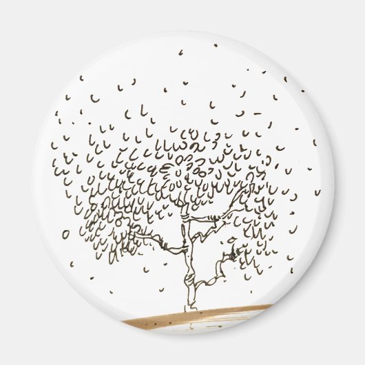 Cartoon-Baum mit fallenden Blättern Zeichnung Magnet (Vorne)