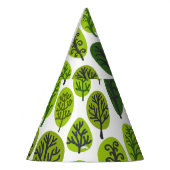 Cartoon Bäume: Ökologische Vintage Printwerbung. Partyhütchen (Links)