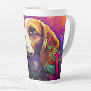 Cartoon Beagle im Garten Latte Tasse