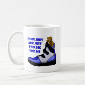 Cartoon-Beagle im Großen Schuh, Job ist für mich Kaffeetasse (Links)