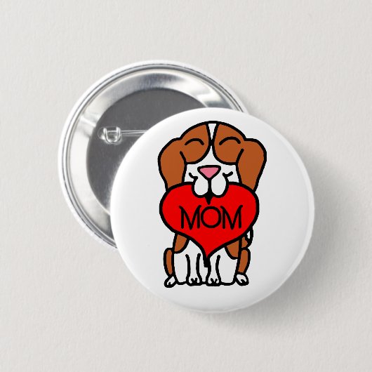Cartoon Beagle Mama Button (Vorne & Hinten)