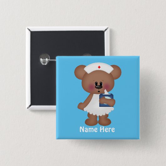 Cartoon Bear hinzufügen Name Krankenschwester-Tast Button (Vorne & Hinten)
