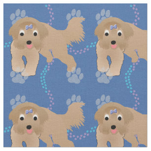 Cartoon Bearded Collie Stoff