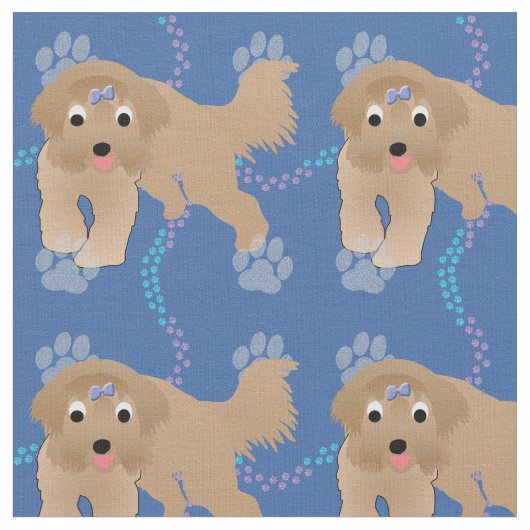 Cartoon Bearded Collie Stoff (Nahaufnahme)