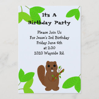 Cartoon Beaver Birthday Einladung