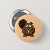 Cartoon Beaver Button (Vorne & Hinten)