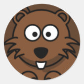 Cartoon Beaver Face Runder Aufkleber (Vorderseite)