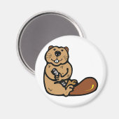 Cartoon Beaver für den Internationalen Bibertag Magnet (Vorderseite/Rückseite)