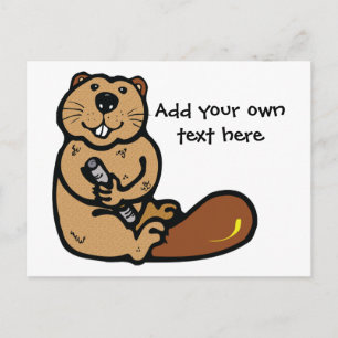 Cartoon Beaver für den Internationalen Bibertag Postkarte
