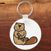 Cartoon Beaver für den Internationalen Bibertag Schlüsselanhänger (Vorderseite)