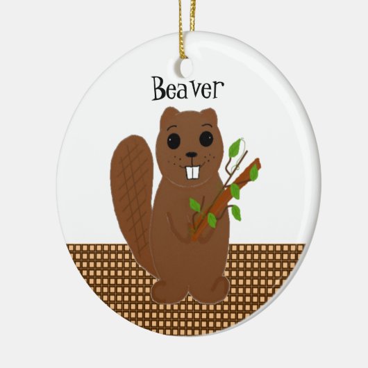 Cartoon Beaver Keramik Ornament (Links)