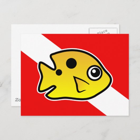 Cartoon-Bedrohung Damselfish-Tauchflagge Postkarte (Vorne/Hinten)