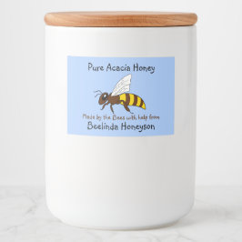 Cartoon Bee Acacia Honey Jar Labels Lebensmitteletikett