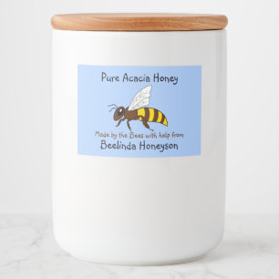 Cartoon Bee Acacia Honey Jar Labels Lebensmitteletikett
