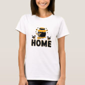 Cartoon Bee and Honey Jar "ZUHAUSE" T - Shirt (Vorderseite)