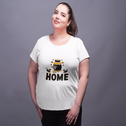 Cartoon Bee and Honey Jar "ZUHAUSE" T - Shirt