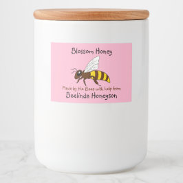 Cartoon Bee Blossom Honey Jar Labels Lebensmitteletikett