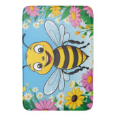 Cartoon Bee Farbige Blume Badematte (Vorderseite Vertikal)