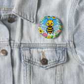 Cartoon Bee Farbige Blume Button (Beispiel)