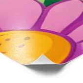 Cartoon Bee Farbige Blume Fotodruck (Ecke)