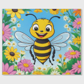 Cartoon Bee Farbige Blume Geschenkpapier (Flach)