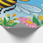 Cartoon Bee Farbige Blume Geschenkpapier (Ecke)