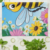 Cartoon Bee Farbige Blume Geschirrtuch (Gefaltet)