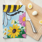 Cartoon Bee Farbige Blume Geschirrtuch (Viertel Falte)