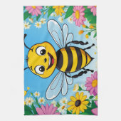 Cartoon Bee Farbige Blume Geschirrtuch (Vertikal)