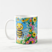 Cartoon Bee Farbige Blume Kaffeetasse (Links)