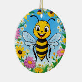 Cartoon Bee Farbige Blume Keramik Ornament (Rechts)