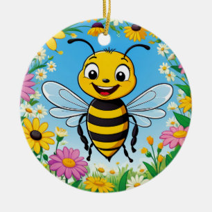 Cartoon Bee Farbige Blume Keramik Ornament