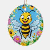 Cartoon Bee Farbige Blume Keramik Ornament (Links)