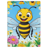 Cartoon Bee Farbige Blume Klemmbrett (Rückseite)