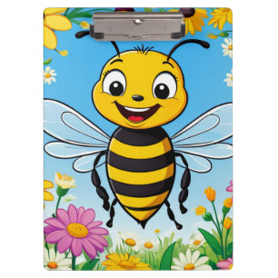 Cartoon Bee Farbige Blume Klemmbrett