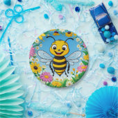 Cartoon Bee Farbige Blume Pappteller (Party)
