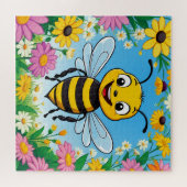 Cartoon Bee Farbige Blume Puzzle (Horizontal)