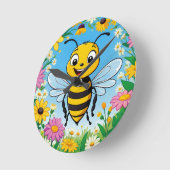 Cartoon Bee Farbige Blume Runde Wanduhr (Winkel)