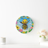 Cartoon Bee Farbige Blume Runde Wanduhr (Zuhause)