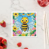 Cartoon Bee Farbige Blume Serviette (Beispiel)