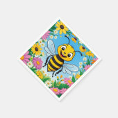 Cartoon Bee Farbige Blume Serviette (Ecke)